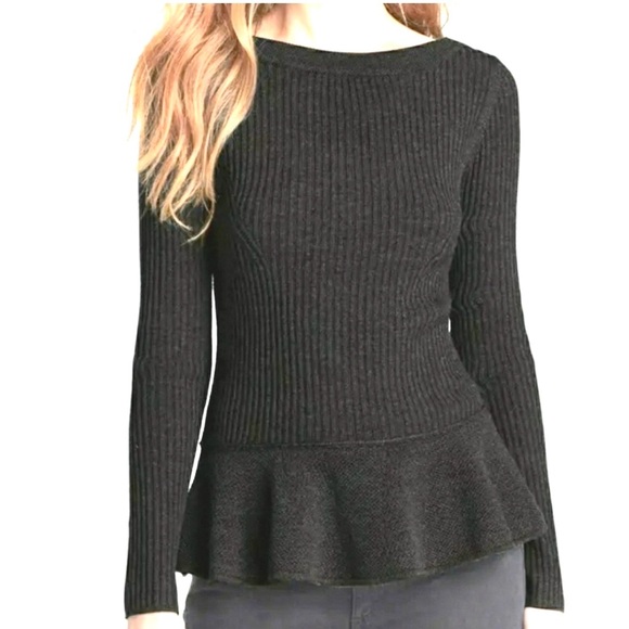 Tory Burch Madeline Black Peplum Sweater | M - Picture 6 of 6